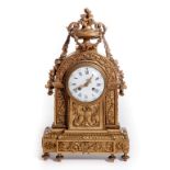 A FINE FRENCH GILT BRASS MANTEL CLOCK,