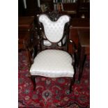 AN ATTRACTIVE PAIR OF EDWARDIAN MAHOGANY ARM CHAIRS