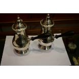 A PAIR OF PEAR-SHAPED SILVER CAFE AU LAIT POTS