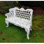 AN EXTREMELY HEAVY PAIR OF COALBROOKDALE STYLE PIERCED CAST IRON BENCHES