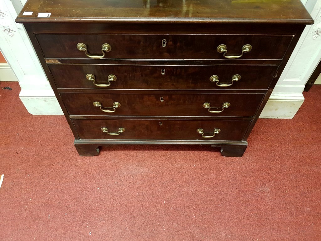 A GEORGE III PERIOD MAHOGANY AND CROSSBANDED CHEST