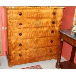 A VERY ATTRACTIVE VICTORIAN SATINWOOD CHEST,