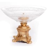 A VERY ATTRACTIVE CIRCULAR CUT GLASS TABLE CENTRE