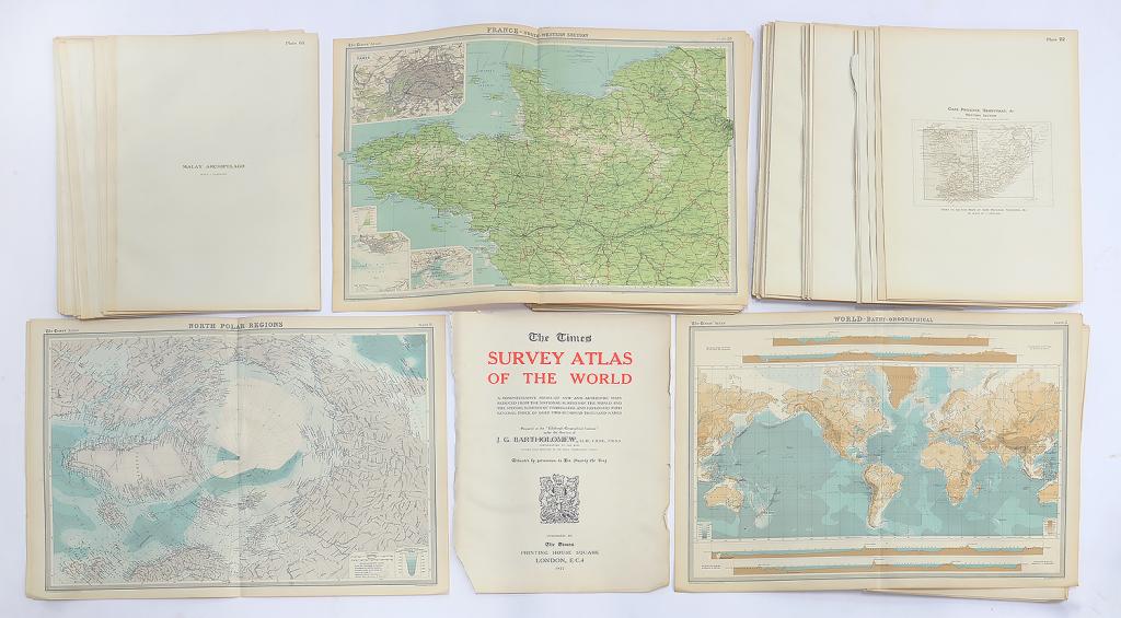 THE TIMES SURVEY ATLAS OF THE WORLD, FOLIO 1922, DISBOUND