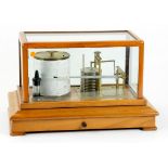 A NEGRETTI AND ZAMBRA WALNUT BAROGRAPH SERIAL NO. R/41986, 37CM W, EARLY 20TH CENTURY