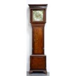 A GEORGE III MAHOGANY EIGHT DAY LONGCASE CLOCK WITH BRASS AND SILVERED DIAL, INSCRIBED SAM L LOMAX