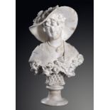 AN ALABASTER BUST OF A YOUNG WOMAN AS 'SPRING', PROBABLY ITALIAN, C1880 48cm h ++Slight damage and