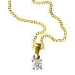 A DIAMOND PENDANT ON A GOLD NECKLET MARKED 750, 2.9G