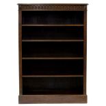 AN OAK OPEN BOOKCASE 152CM X 107CM