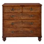 A GEORGE IV MAHOGANY AND LINE INLAID CHEST OF DRAWERS, C1825-40 103cm h; 52 x 108cm ++top