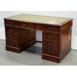 A MAHOGANY PEDESTAL DESK, 136CM W