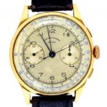 A SWISS GOLD GENTLEMAN'S CHRONOGRAPH, CASE BACK DETACHED