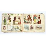 A VICTORIAN SCRAPBOOK FILLED WITH CHROMOLITHOGRAPHIC SCRAPS AND GREETINGS CARDS WITH A WIDE