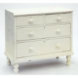 A VICTORIAN PINE CHEST OF DRAWERS LATER PAINTED WHITE 82CM X 86CM