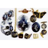 A NIELLO BROOCH AND BRACELET TWO JAPANESE MIXED METALS LOCKETS A GOLD ROYAL NAVAL SWEETHEARTS BROOCH