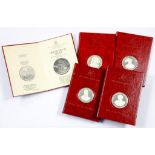THE BIRMINGHAM MINT DISCOVERY IN SILVER. A SET OF FIVE PROOF SILVER COMMEMORATIVE CROWN SIZED MEDALS