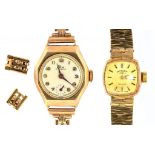 A ROTARY 9CT GOLD LADY'S WRISTWATCH WITH 9CT GOLD BRACELET AND AN ELCO 9CT GOLD LADY'S WRISTWATCH