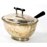 A HUKIN & HEATH EPNS TWIN COMPARTMENT OVAL SAUCE TUREEN, COVER, LINERS AND LADLE IN THE MANNER OF DR