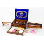 A VICTORIAN MAHOGANY ARTIST'S BOX BY WINSOR & NEWTON, THE FITTED INTERIOR CONTAINING MOST OF THE