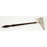 AN ELIZABETH II SILVER CANDLE SNUFFER WITH TURNED WOOD HANDLE, 36.5CM L, LONDON 1992