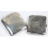 A VICTORIAN SILVER CIGARETTE CASE, 8.5CM W, CHESTER 1899 AND ANOTHER, 5OZS