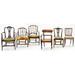 6 VARIOUS MAHOGANY AND WALNUT ELBOW AND OTHER CHAIRS, 18TH C AND LATER