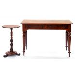 A VICTORIAN MAHOGANY SIDE TABLE, 115CM W AND A MAHOGANY OCCASION TABLE