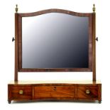 AN EARLY 19TH CENTURY MAHOGANY AND LINE INLAID DRESSING MIRROR, 58CM W AND A VICTORIAN WALNUT SIDE