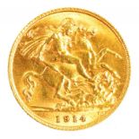 GOLD COIN. HALF SOVEREIGN 1914