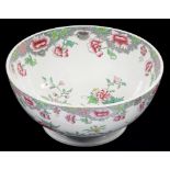 A COPELAND EARTHENWARE BOWL, PRINTED AND PAINTED WITH PEONIES 28CM H, C1830