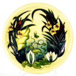 A MOORCROFT LAMIA PLATE, 26CM DIAM, IMPRESED MARKS, 1995