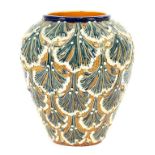 A GOEBING & STEPHAN MAJOLICA VASE WITH IMPRESSED MARK G & ST AND PATTERN NO 3027, 23CM H