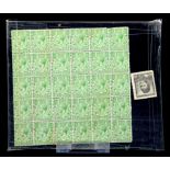 POSTAGE STAMPS. GREAT BRITAIN, GEORGE V, 1924-'26, HALFPENNY GREEN, UNUSED BLOCK OF THIRTY, A