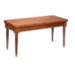 A REGENCY STYLE MAHOGANY AND EBONY LINE INLAID TABLE, 20TH C with quarter veneered top, 78 x 68