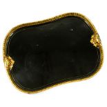 A VICTORIAN PAPIER MACHE TEA TRAY WITH GILT BORDER, 75CM W