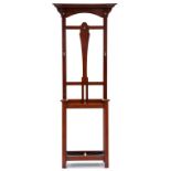 AN EDWARDIAN MAHOGANY HALL STAND, 182 X 72CM