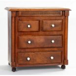 A VICTORIAN MAHOGANY MINIATURE CHEST OF DRAWERS, 29CM W