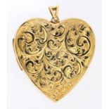 A 9CT GOLD HEART SHAPED LOCKET, 16.6G