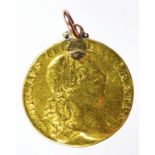 GOLD COIN. GUINEA 1766, MOUNTED, 8.5G