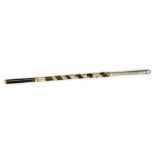 A CHINESE SILVER MOUNTED EBONY BATON, 36CM L, LATE 19TH/EARLY 20TH C