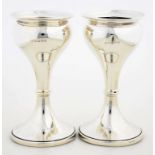 A PAIR OF GEORGE V SILVER WAISTED VASES, 15CM H, BIRMINGHAM 1925, LOADED