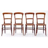 A SET OF FOUR MAHOGANY BEDROOM CHAIRS WITH CANED SEATES SEATED CHAIRS AND THREE OTHERS