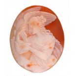 AN UNMOUNTED ITALIAN SHELL CAMEO OF HEBE, C1845 5.6 x 4.5cm, in contemporary leather covered case