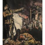 •†SIR FRANK BRANGWYN, RA, RBA, RE (1867-1956) WAR; TO ARMS CITIZENS OF THE EMPIRE 1915 proof
