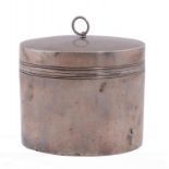 A RUSSIAN SILVER CYLINDRICAL TEA CANISTER AND COVER 7cm h, marked on base and cover, maker BK, 1788,