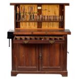 A GENTLEMAN'S MAHOGANY "COMPACTUM" TOOL CABINET BY MARPLES, C1910 with rising rack, panelled