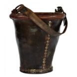 A VICTORIAN LEATHER FIRE BUCKET, MID 19TH C 31cm h ++The leather extremely hard and not pliable,