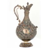 A VICTORIAN SILVER CLARET JUG OF ARMADA PATTERN 31cm h, by Mappin Bros, London 1900, 28ozs ++Minor