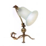 A W A S BENSON & CO BRASS SINGLE LIGHT COMBINATION TABLE LAMP STANDARD AND BRACKET, NO 1221/S, EARLY