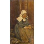 MORTIMER MENPES, RBA, RE, RI (1855-1939) A BRETON WOMAN signed, oil on board, 32 x 17.5cm ++The